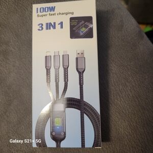100W Super Fast Charging 3-in-1 Cable - Black